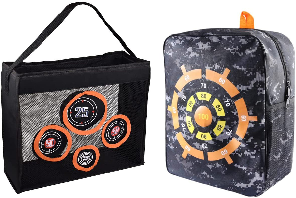 Large Target Pouch Storage Carry Equipment Bag Portable Practice Set with Collapsible Mesh Target Compatible with Nerf N-Strike Elite, Mega, and Rival Series Guns