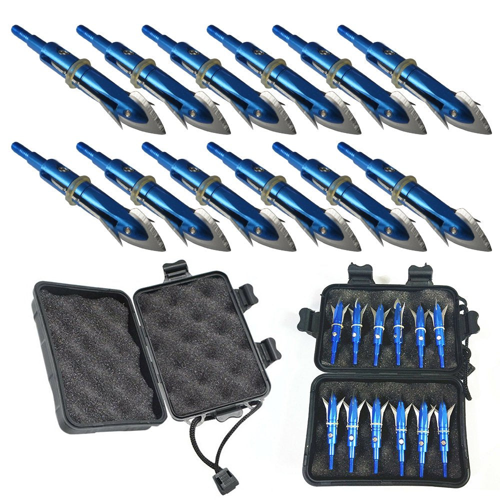 2.1" Outdoor Hunting Broadheads Cut Crossbow Compound Bow Arrowhead Tips, 24 Pcs, Blue