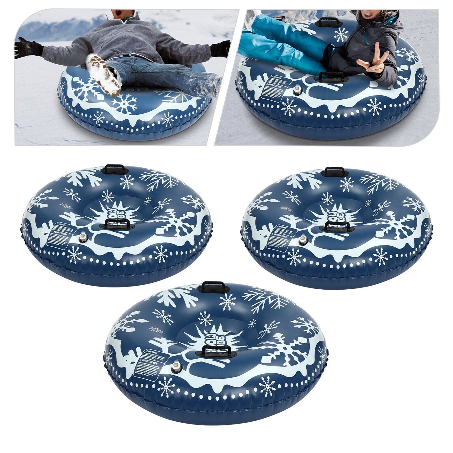 3pcs Snow Sleds for Kids & Adult PVC Ski Circle Inflatable Sled 121.9cm/48inch