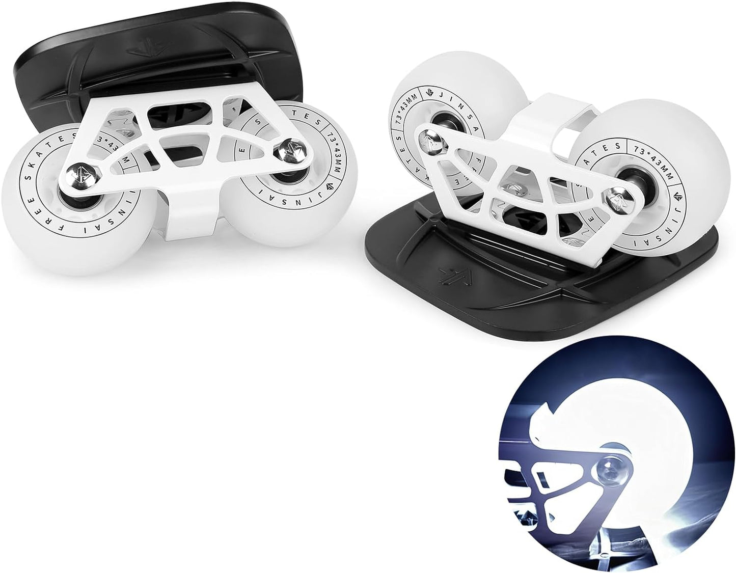Freeskates with Metallic Surface, White Flashing Wheels, Dual Axle Distance Support, Suitable for Both Adults and Children's Roller Skating and Inline Skating ShoesDrift Board