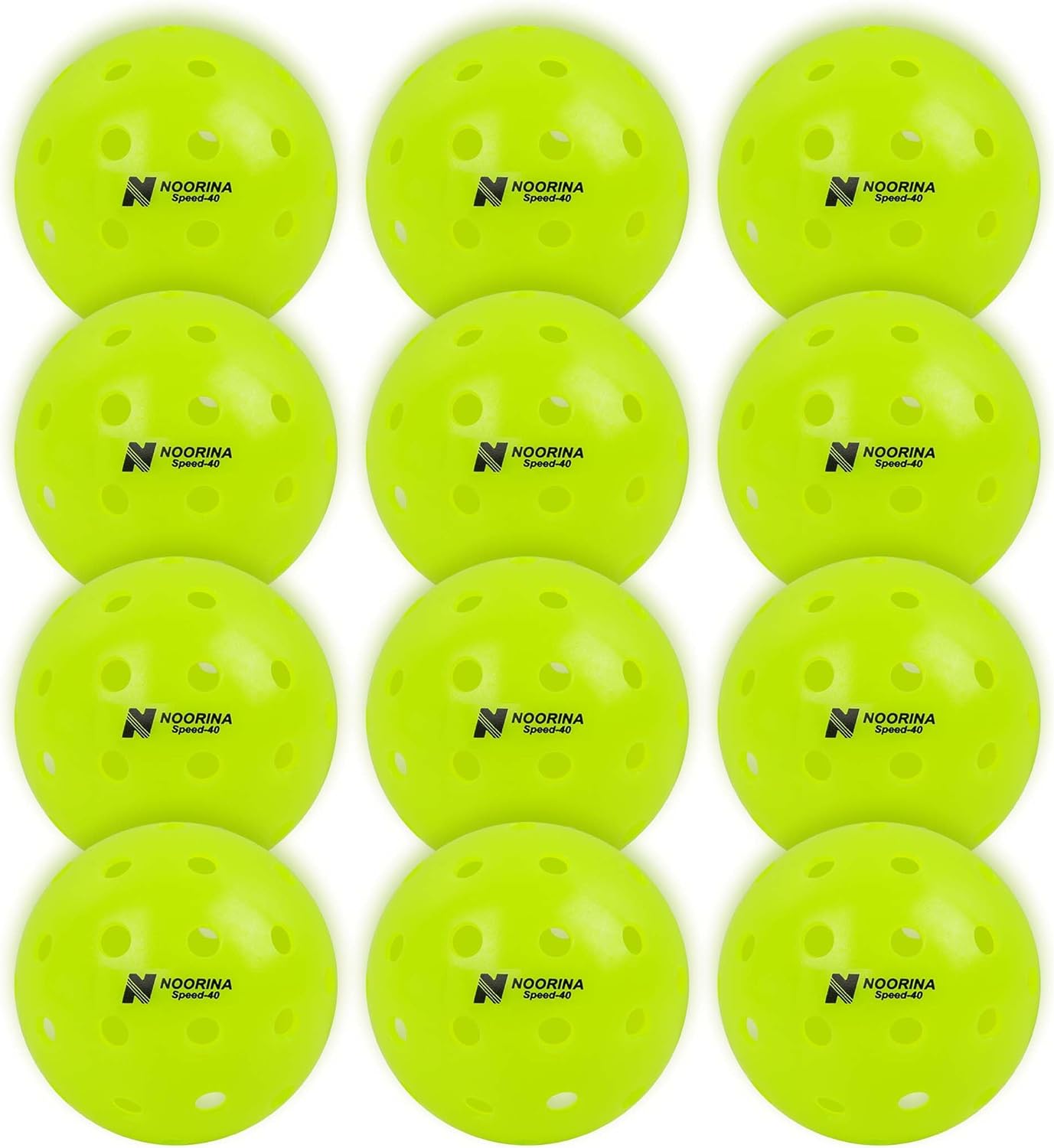 Outdoor Pickleball Balls, USAPA Approved, Crack Resistant Seamless Construction, 6 or 12 Pack, 40 Holes, Neon Green or Yellow Pickle Balls with Pickleball Bag