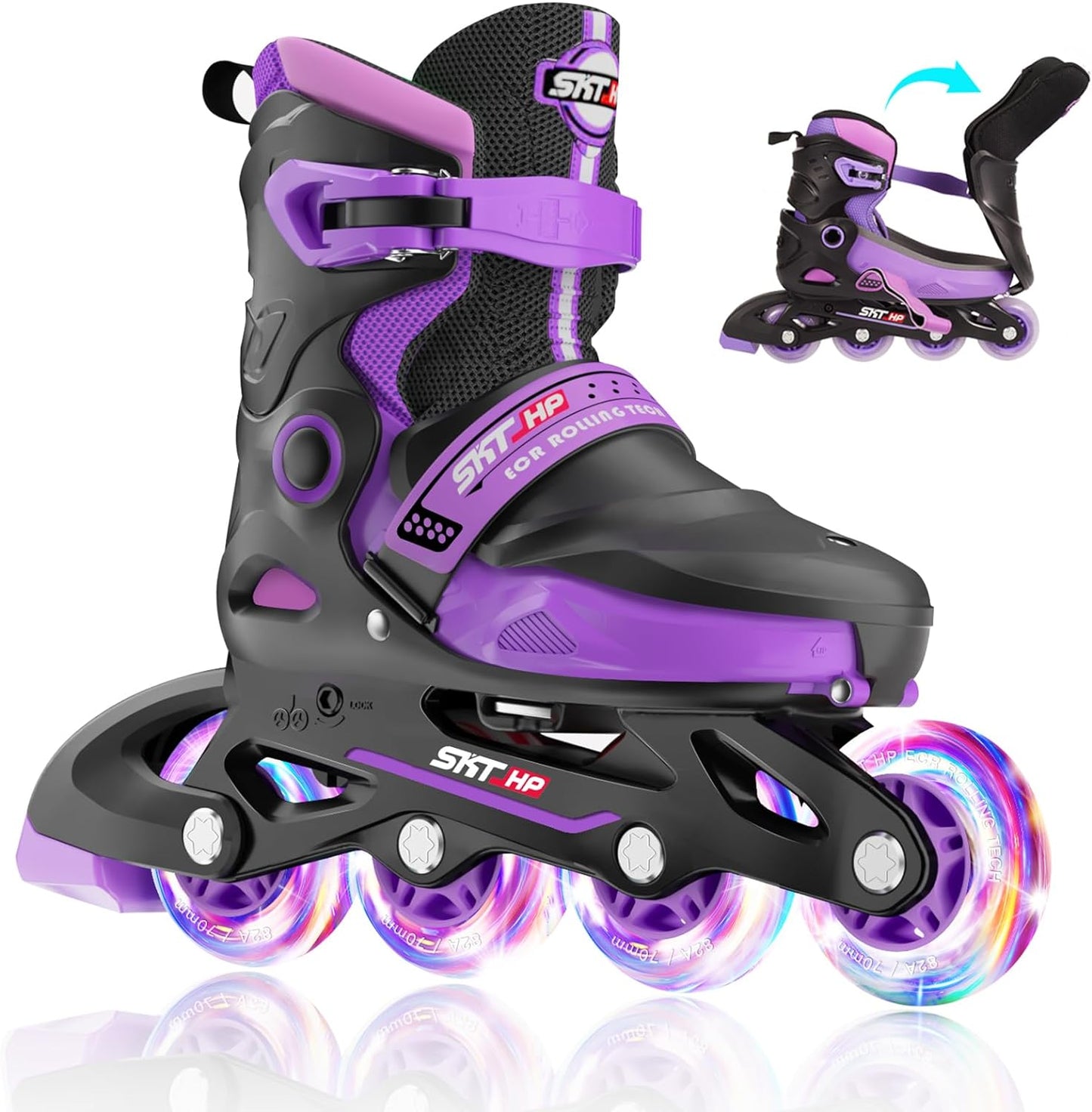 Inline Skates Kids, SKT HP Adjustable Children's in-line Skates for Girls Boys, Flashing Outdoor All Wheels Light Up Roller Skates, Beginner Skating Shoes Fun Illuminating