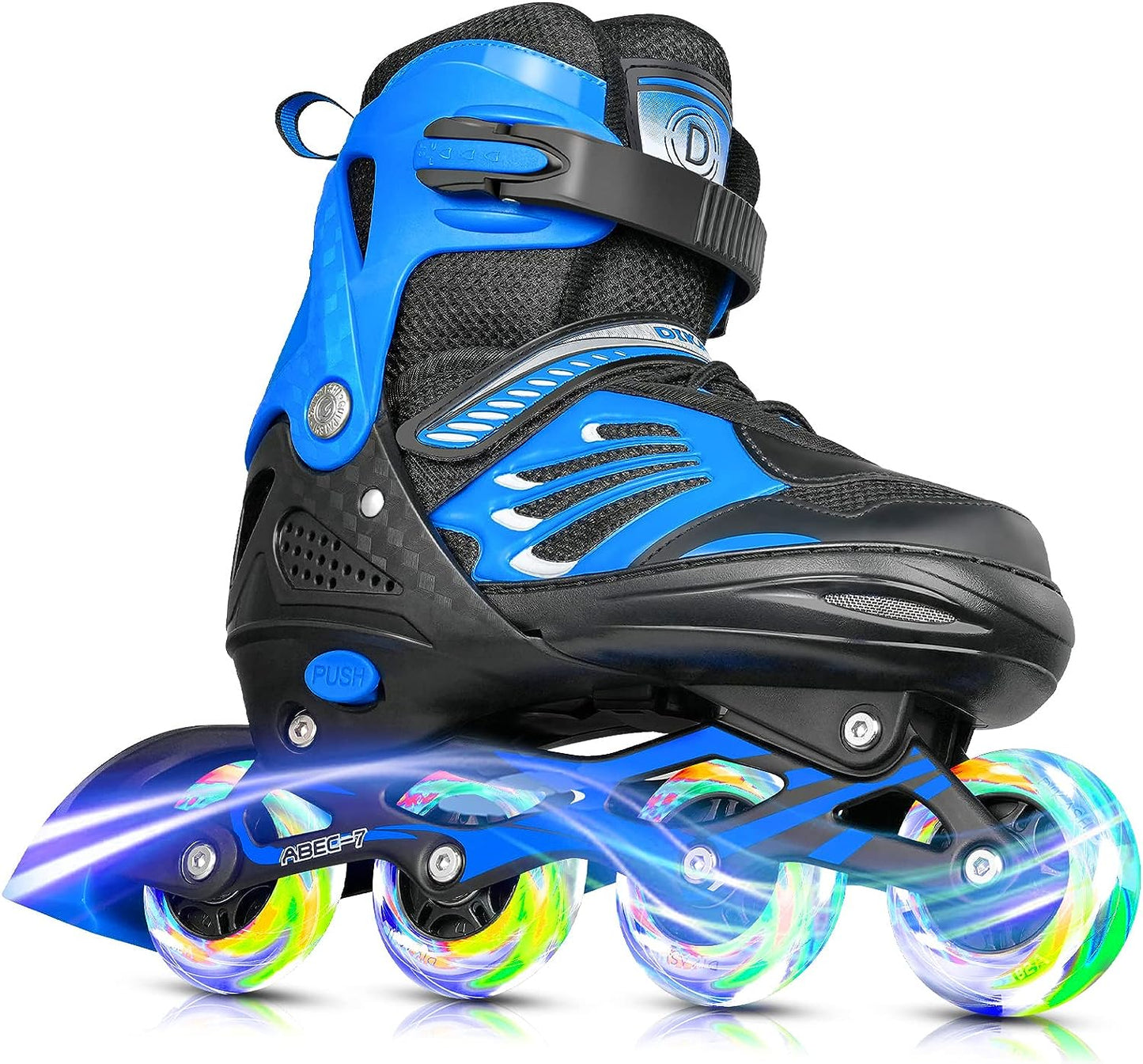 Black/Blue/Red Adjustable Inline Skates Boys Girls Kids Women Men Size,Light Up Adult Roller Inline Skates for Women Outdoor and Indoor