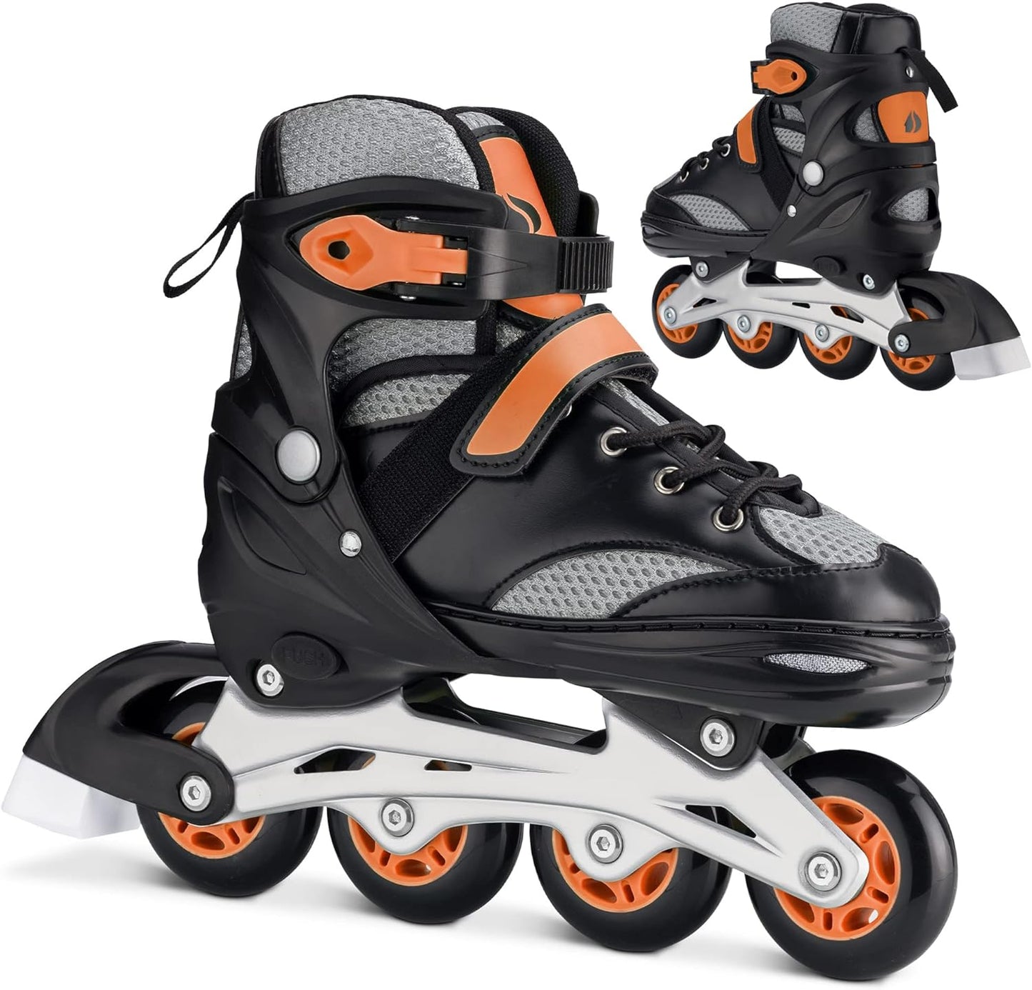 Navaris Adjustable Inline Skates - for Adults, Women, Men, Teens, Kids, Boys, Girls - Adult or Children's Unisex Roller Skates - S M L