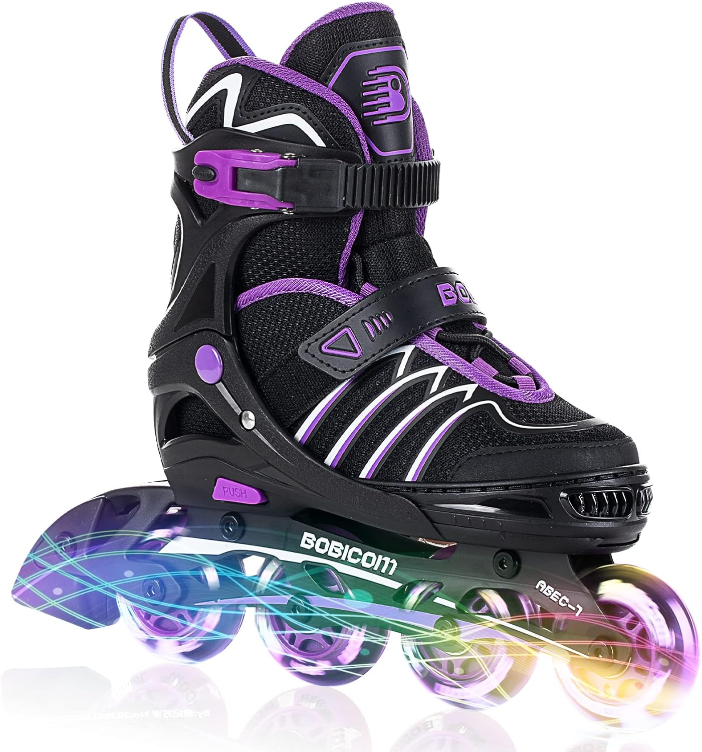Adjustable Inline Skates with Full Light Up Wheels,Outdoor Illuminating Roller Skates for Kids and Adults, Girls and Boys, Men and Women
