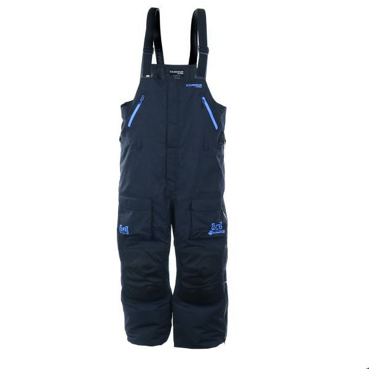 CLAM Ice Armor Rise Float Bib Black/Blue Zips, 2 Extra Large