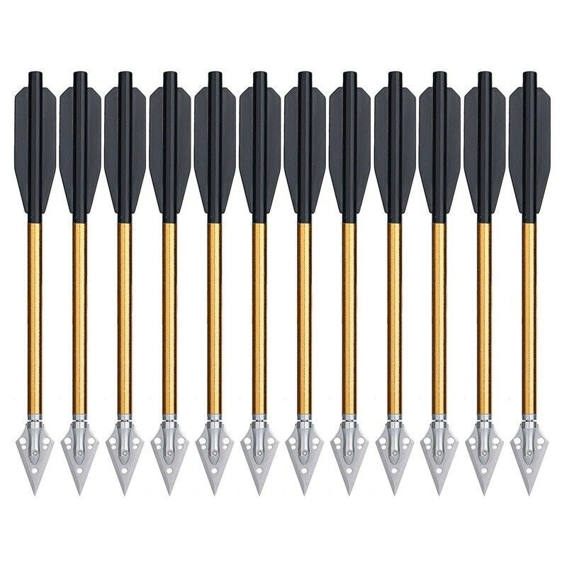 Cocobaby Aluminium Crossbow Bolts Arrows 6.5" Steel Broadhead Tips Hunting Arrows for 50-80Lbs Mini Crossbow Archery Pistol - Fishing Hunting Target Practice-12Pcs