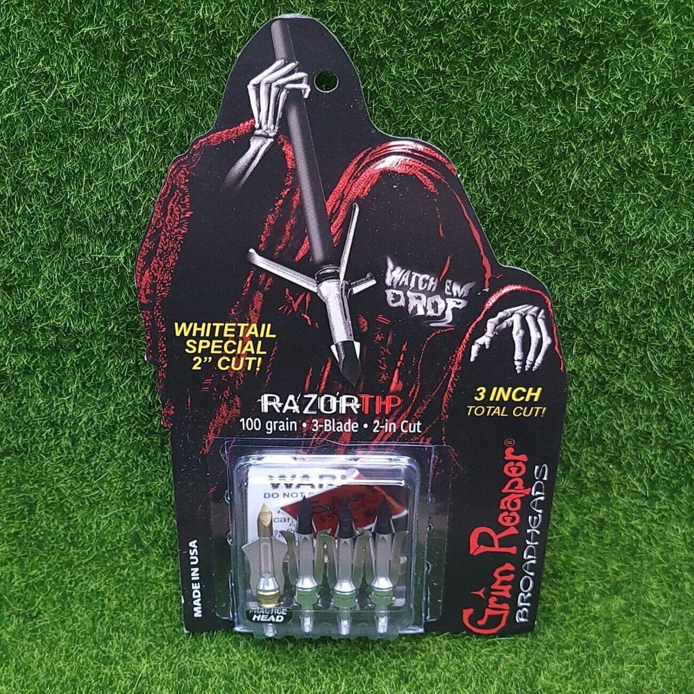 Grim Reaper Razortip Mechanical Broadhead Whitetail Special 100Gr 3-Blade 2" Cut (3-Pack) - 1924
