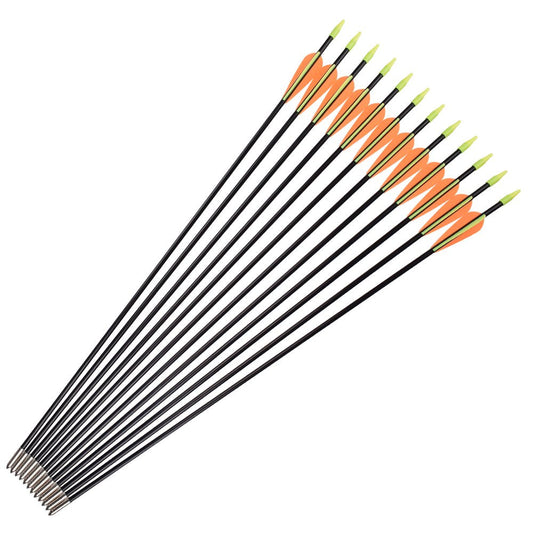 Archery Fiberglass Arrows Youth Kids Practise Recurve Bows Compound Bow Shooting 12 Pcs 28 Inch Shafts
