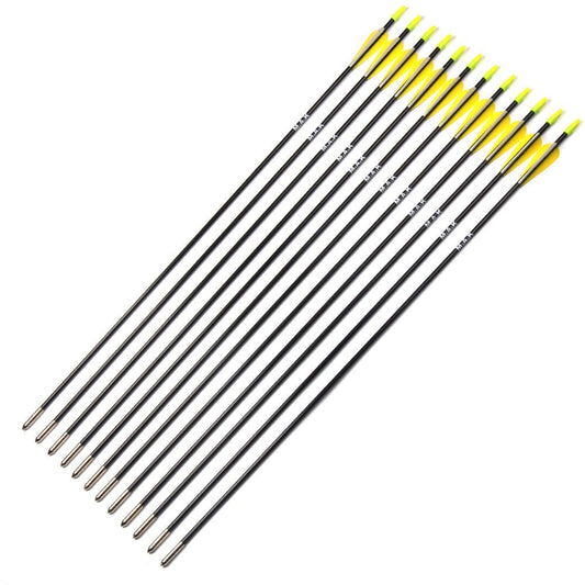 12Pcs/Lot Fiberglass Arrow 31.5 Inches Spine 700 Archery Nock Fletched with Steel Point for 30-80Lbs Recurve Bow Target Arrow