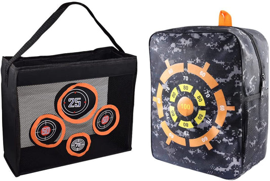 Large Target Pouch Storage Carry Equipment Bag Portable Practice Set with Collapsible Mesh Target Compatible with Nerf N-Strike Elite, Mega, and Rival Series Guns