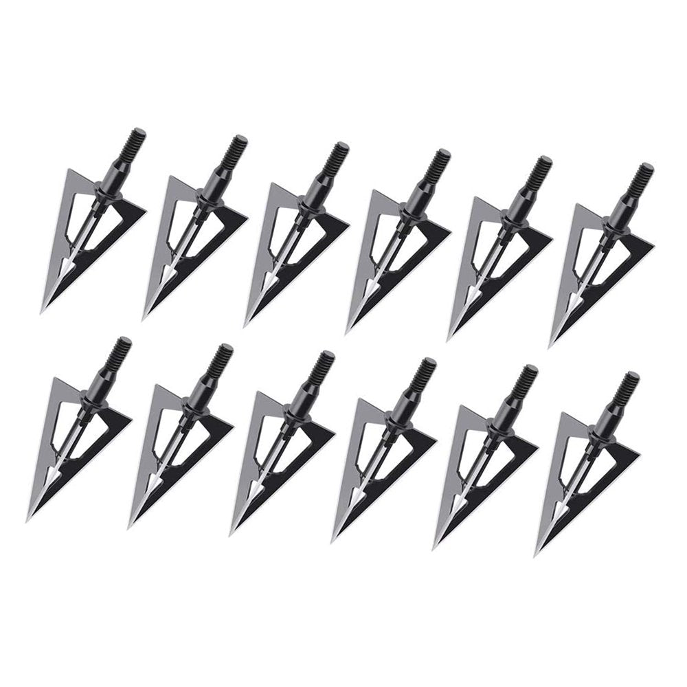 Yastant Hunting Broadheads Fixed Blade Broad Head 100 Grain Carbon Steel Tips for Crossbow and Compound Bow, 12 Pack