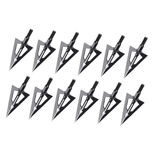 Yastant Hunting Broadheads Fixed Blade Broad Head 100 Grain Carbon Steel Tips for Crossbow and Compound Bow, 12 Pack