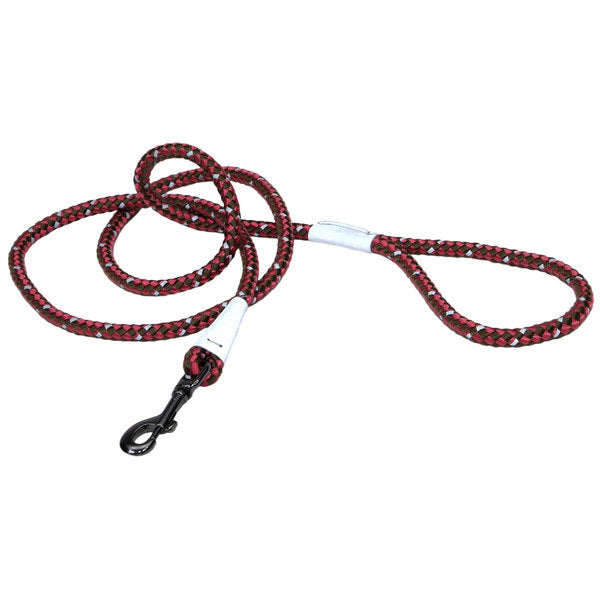 K9 Explorer Braided Rope Reflective Dog Leash, Berry, 6-Ft Long, 1/2-In Wide