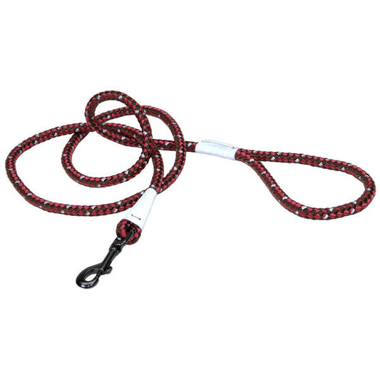 K9 Explorer Braided Rope Reflective Dog Leash, Berry, 6-Ft Long, 1/2-In Wide