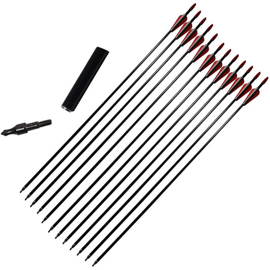30Inch Fiberglass Arrow with Replaceable Arrowhead Spine 500 for Recurve and Compound Bow Hunting and Practice
