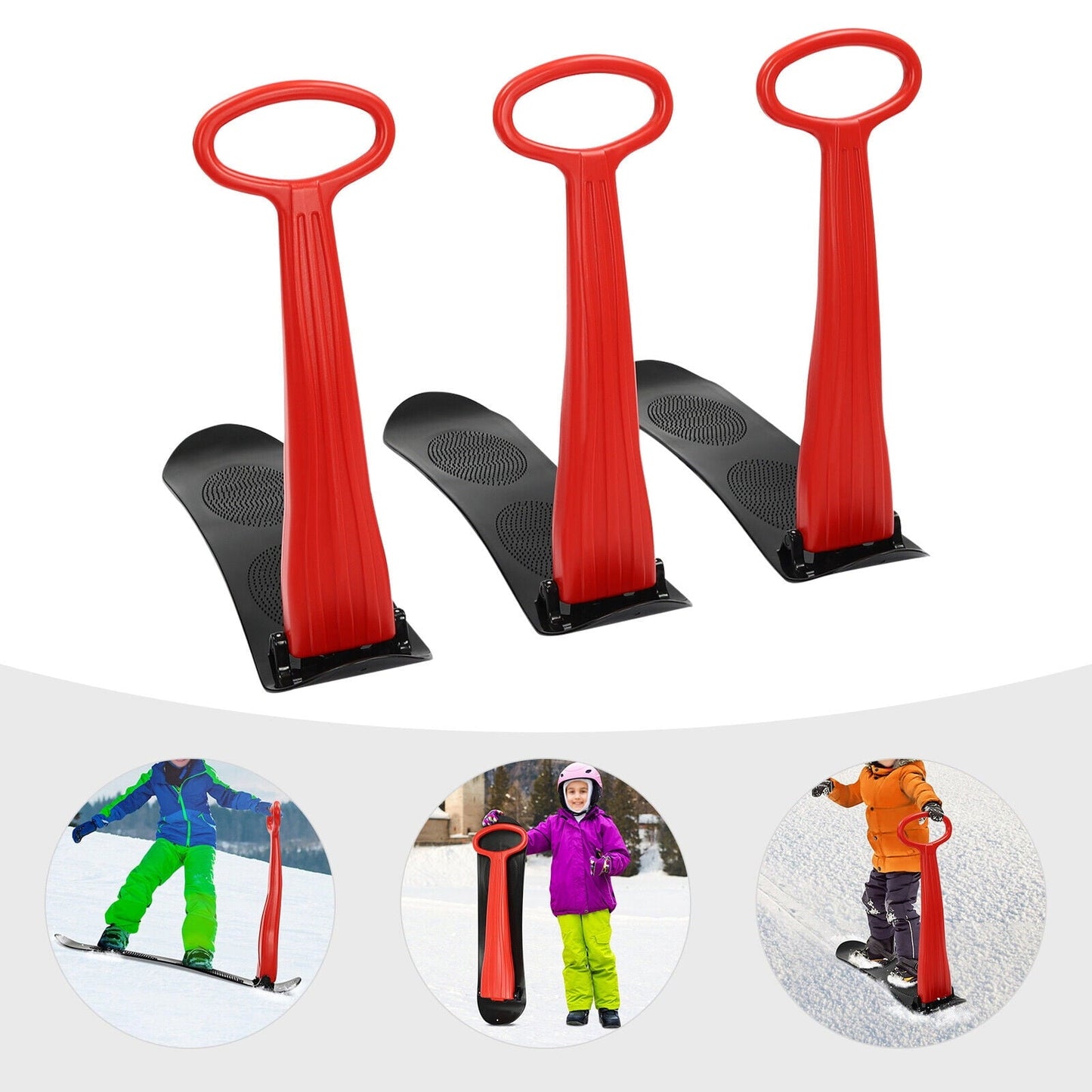 3Pcs Ski Scooter Kids Lightweight Compact Snow Sled Portable Snowboard for Children