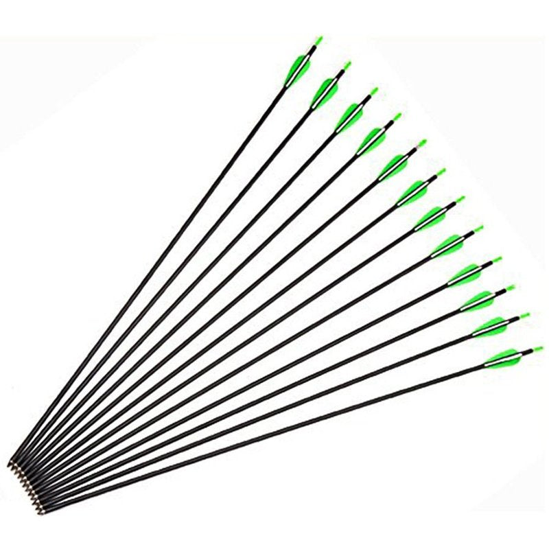 12Pcs/Set Carbon Arrows 30-Inch Fletching 2.5'' Target Practice Archery Arrows for Recurve or Compound Bow