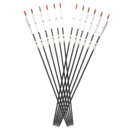 12PCS 31"Archery Carbon Arrows Shaft SP500 W/Turkey Feather F Recurve Bow Hunting