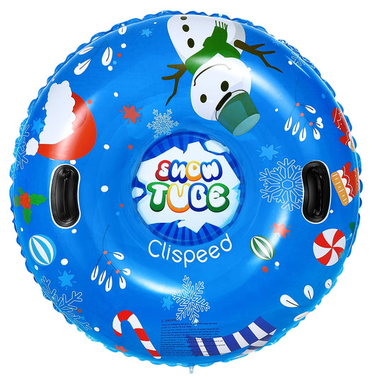 47' PVC Inflatable Snow Tube with Handles - Blue Snowman Pattern