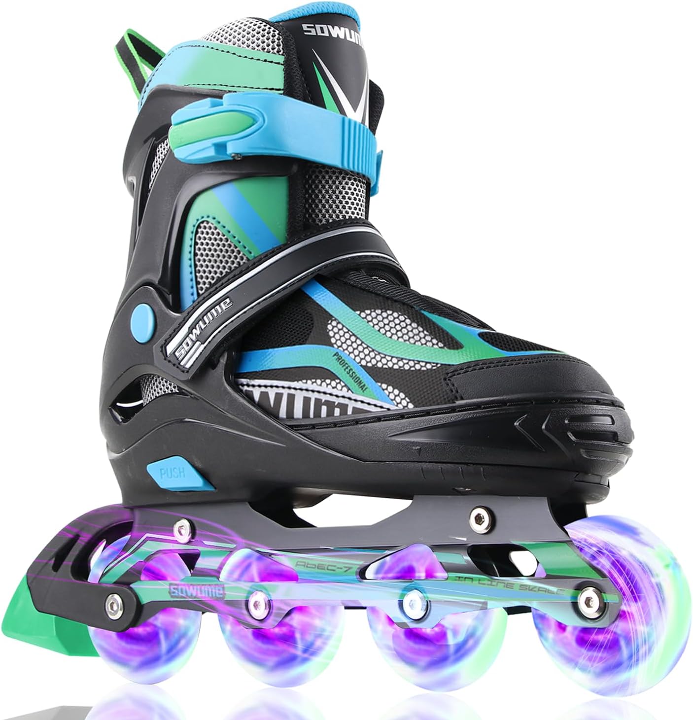 Sowume Adjustable Inline Skates for Girls and Boys, Roller Skates with All Light Up Wheels, Patines para Mujer for Kids and Adults, Men, Women