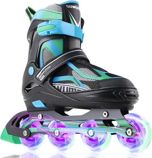 Sowume Adjustable Inline Skates for Girls and Boys, Roller Skates with All Light Up Wheels, Patines para Mujer for Kids and Adults, Men, Women