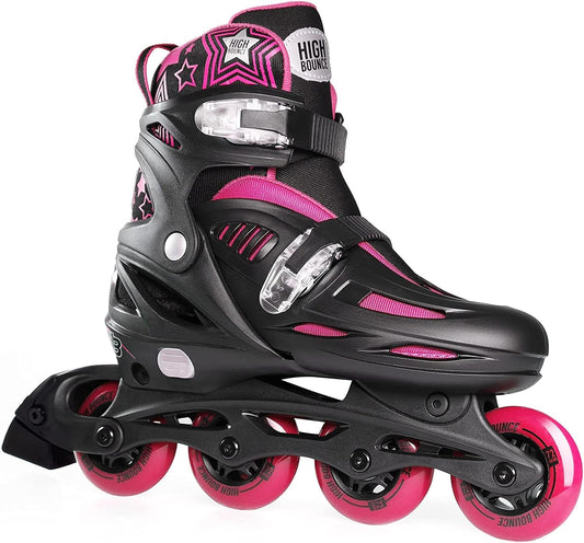 Inline Skates for Girls and Boys, Roller Skates with Gel Wheels Adjustable Sizing for Adults and Kids, Inline Skates for Adult Female, Male, Lightweight Roller Skates, High Bounce