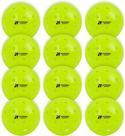 Outdoor Pickleball Balls, USAPA Approved, Crack Resistant Seamless Construction, 6 or 12 Pack, 40 Holes, Neon Green or Yellow Pickle Balls with Pickleball Bag