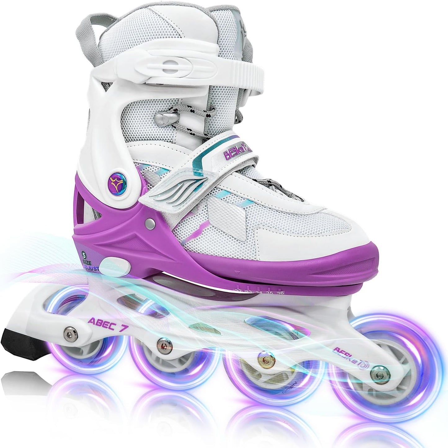 Light up Inline Skates for Kids and Adults, 5 Size Adjustable Length and Width Roller Shoes with Full Illuminating Wheels for Girls and Boys, Blades Roller Skates for Beginner Men and Women