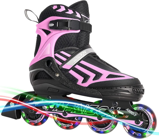 Adjustable Inline Skates for Kids and Adults, Roller Skates with Featuring All Illuminating Wheels, for Girls and Boys, Men and Ladies