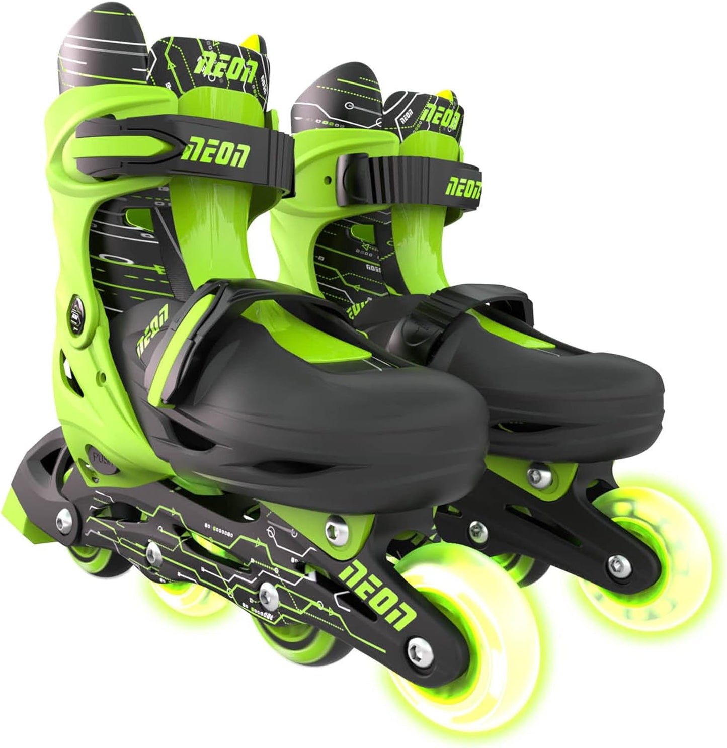 Yvolution Neon Kids Inline Skates - Adjustable Sizes and Light-Up LED Wheels
