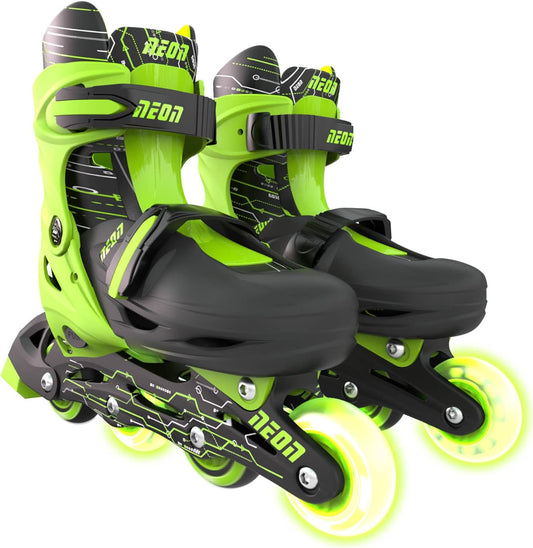 Yvolution Neon Kids Inline Skates - Adjustable Sizes and Light-Up LED Wheels