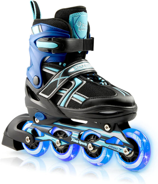 Kids Inline Skates for Girls & Boys - Adjustable Skates with LED Illuminating Light Up Wheels - Youth Skates for Indoors & Outdoors