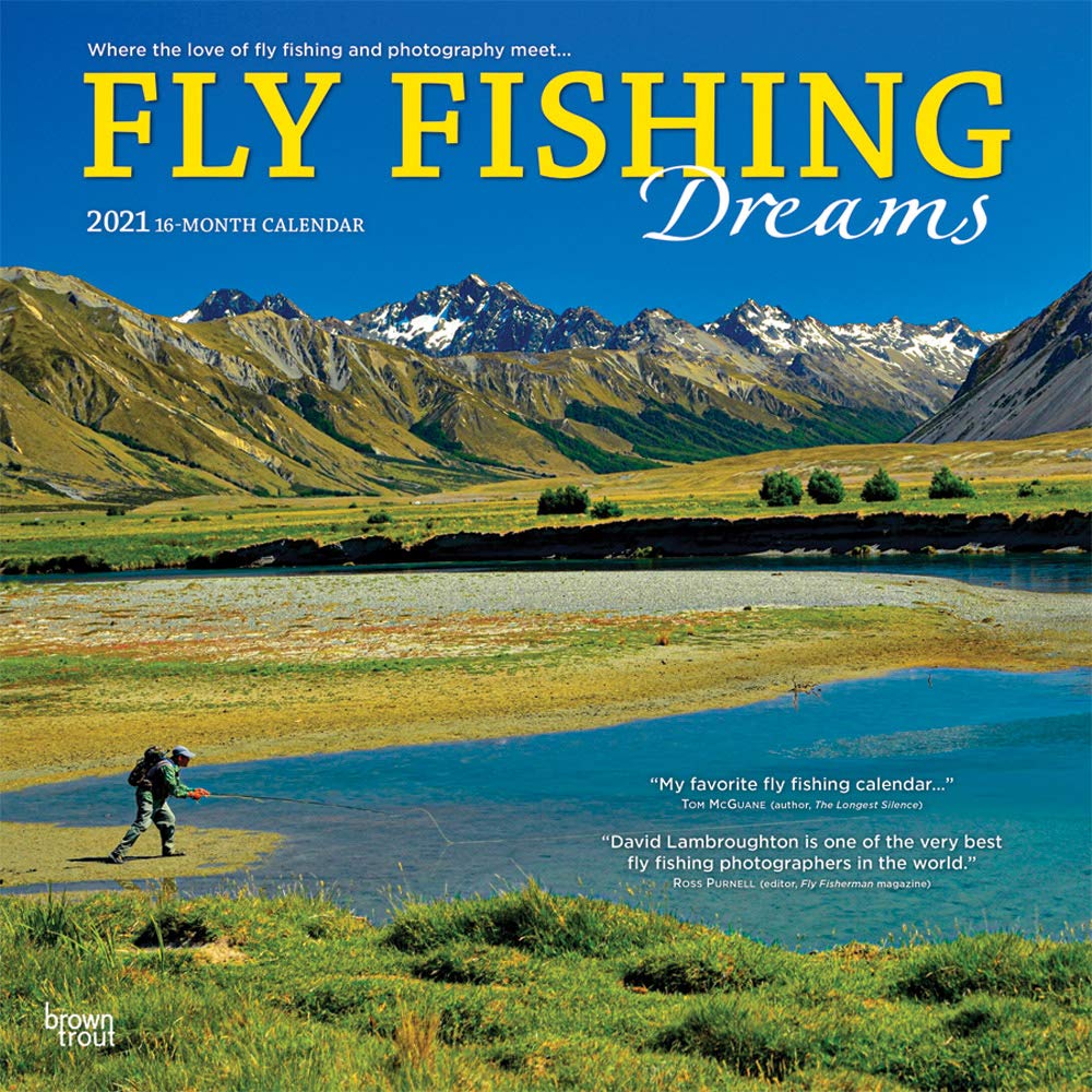 Fly Fishing Dreams 2021 12 x 12 Inch Monthly Square Wall Calendar by Wyman Publishing, River Lake Outdoor Sport