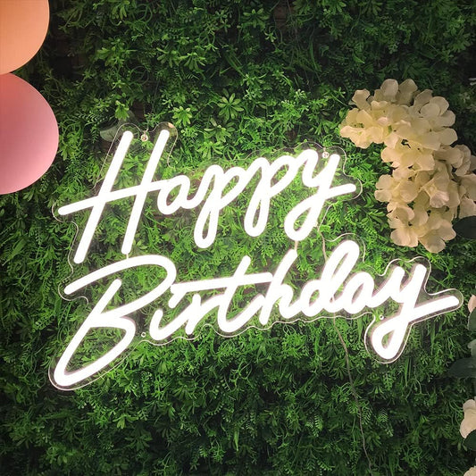 Happy Birthday Neon Sign for Birthday Party Decor 22.4"x13.8" Warm White - $35