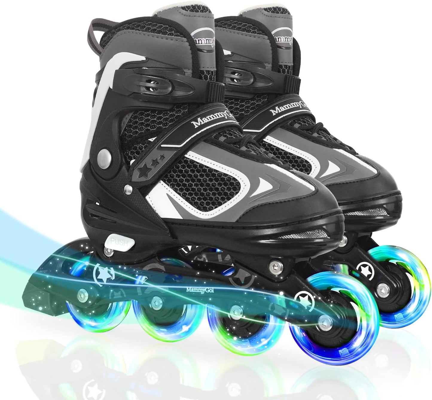 Adjustable Inline Skates for Kids,Red/Black/Blue Blade Roller Skates with Light-up Wheels for Beginner Boys,Girls and Youth Size S-M-L
