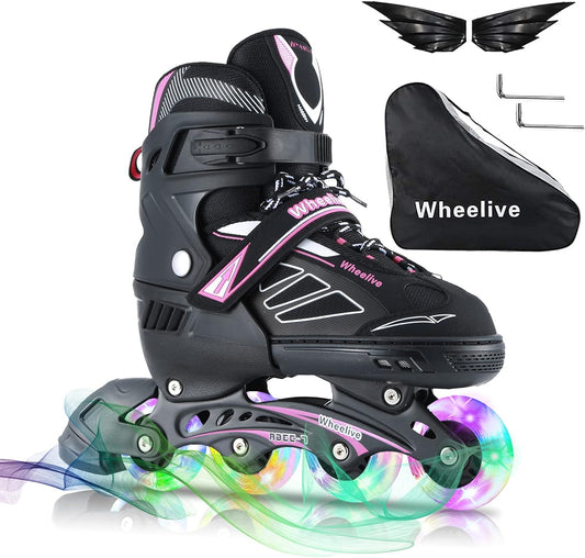 Adjustable Inline Skates for Kids and Adults, Roller Skates Performance Skates with Light Up Wheels Ideal for Youth Boys and Girls, Men and Women