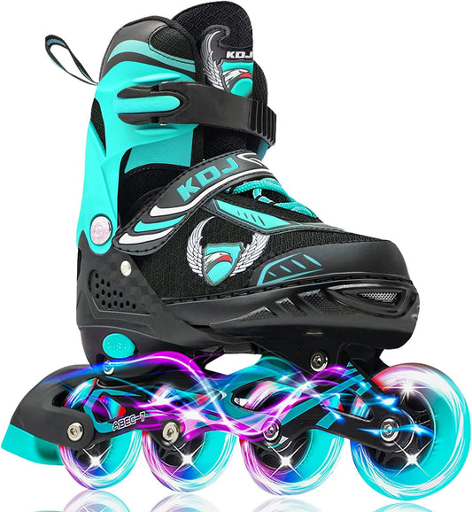 Inline Skates for Kids,Adjustable Roller Skates with 4 Illuminating Pu Wheels,Outdoors Indoors Roller Skates for Boys Girls Beginners