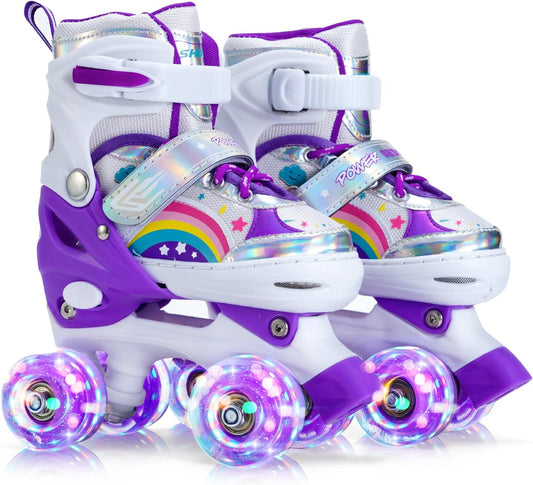 Girls Roller Skates for Kids Beginners, Adjustable Roller Skates with All Light Up Wheels, Roller Skates for Girls Shine Fun Illuminating Roller Skates for Boys Beginners patines para niñas
