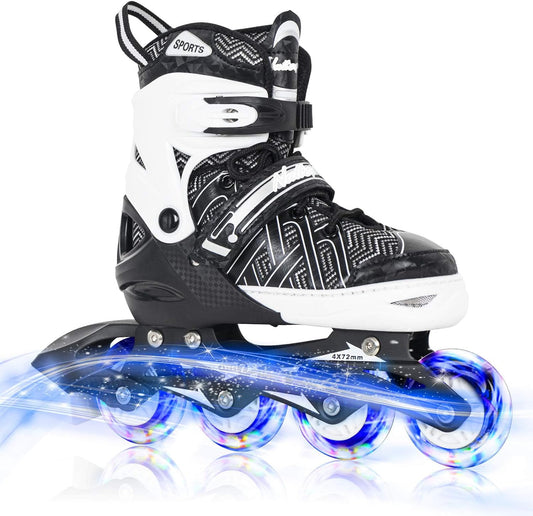 Nattork Adjustable Inline Skates for Kids Boys & Girls, Blue Black Red with Light up Wheels, Youth Blade Roller Skating for Beginners Ages 3-15