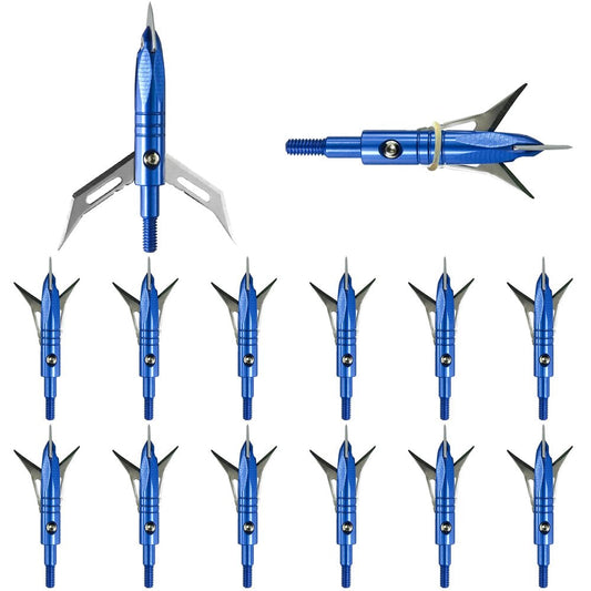 TSV 12PCS Archery Arrowheads, 100 Grain Hunting Broadheads, New Steel Broadheads 2 Blade Compatible with Compound Bow Crossbow