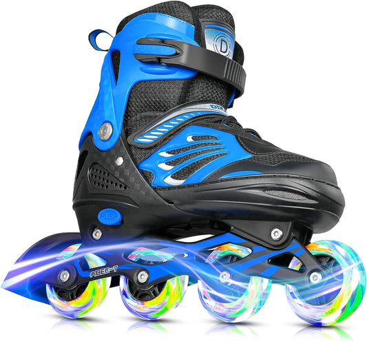 Black/Blue/Red Adjustable Inline Skates Boys Girls Kids Women Men Size,Light Up Adult Roller Inline Skates for Women Outdoor and Indoor