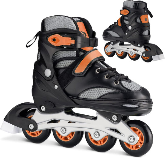 Navaris Adjustable Inline Skates - for Adults, Women, Men, Teens, Kids, Boys, Girls - Adult or Children's Unisex Roller Skates - S M L