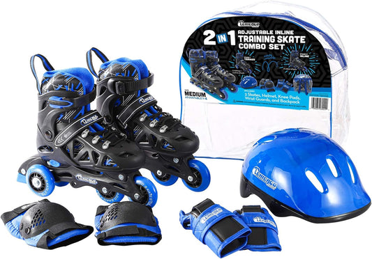 Skates Boys Inline Training Skate Combo Set - Blue - Small Sizes J10-J13