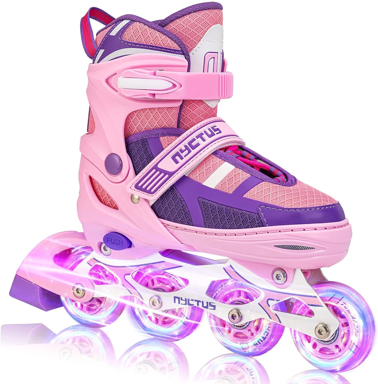 Inline Skates for Girls, 4 Sizes Adjustable Inline Skates with Light Up Wheels, Fun Beginner for Kids & Youth