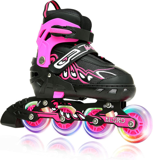 Adjustable Inline Skates with Featuring All Illuminating Wheels and Tool Outdoor Roller Skates for Kids and Adults,Boys, Girls, Beginners