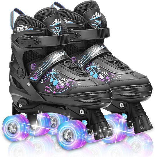 Hikole Roller Skates for Girls and Boys,4 Size Adjustable Kids Roller Skates with 8 Light Up Wheels,Toddler Skates for Outdoor & Indoor