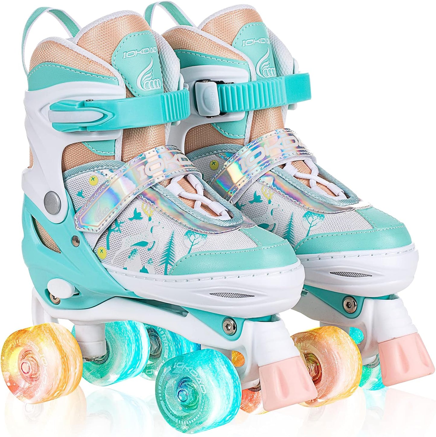 Roller Skates for Kids Girls Boys, 4 Sizes Adjustable Toddler Kids Roller Skates with Light Up Wheels for Indoor and Outdoor