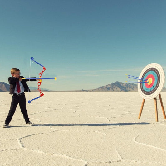 Mgaxyff Set of Toys for Archery for Children, Plastic Bow with Bow and Set of Toys with Aspiration Arrows for Game of Adventure for Children