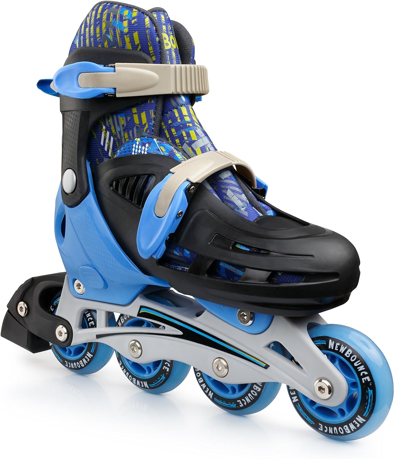 New-Bounce Adjustable Inline Skates for Kids - Rollerblades for Boys, Girls, Teens, and Young Adults Outdoor Roller Skates for Boys Ages 8-12 for Beginners & Advanced | Blue
